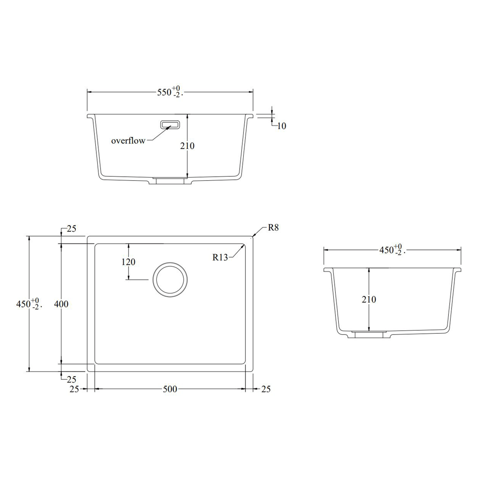 Aura Granite 500mm Single Kitchen Sink Matte Black gallery detail image