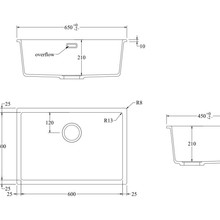 Aura Granite 600mm Single Kitchen Sink Matte White gallery detail image