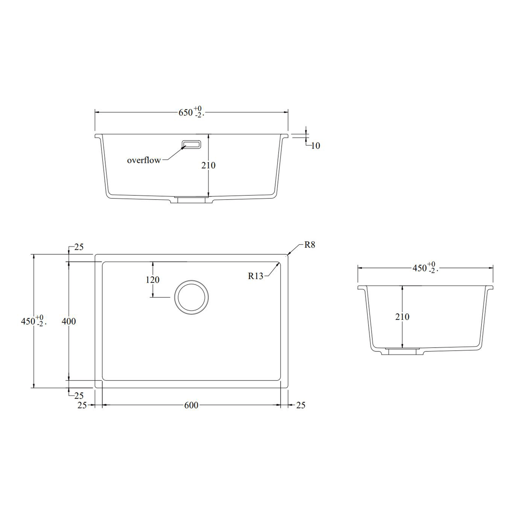 Aura Granite 600mm Single Kitchen Sink Matte White gallery detail image