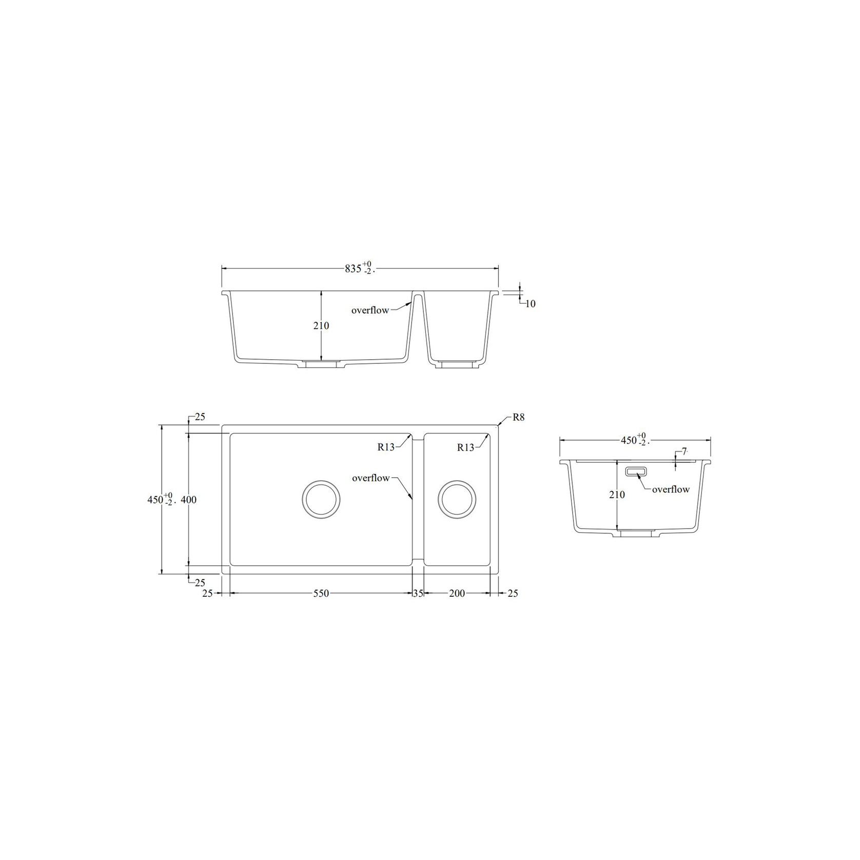 Aura Granite 500/200mm Dual Kitchen Sink Charcoal gallery detail image