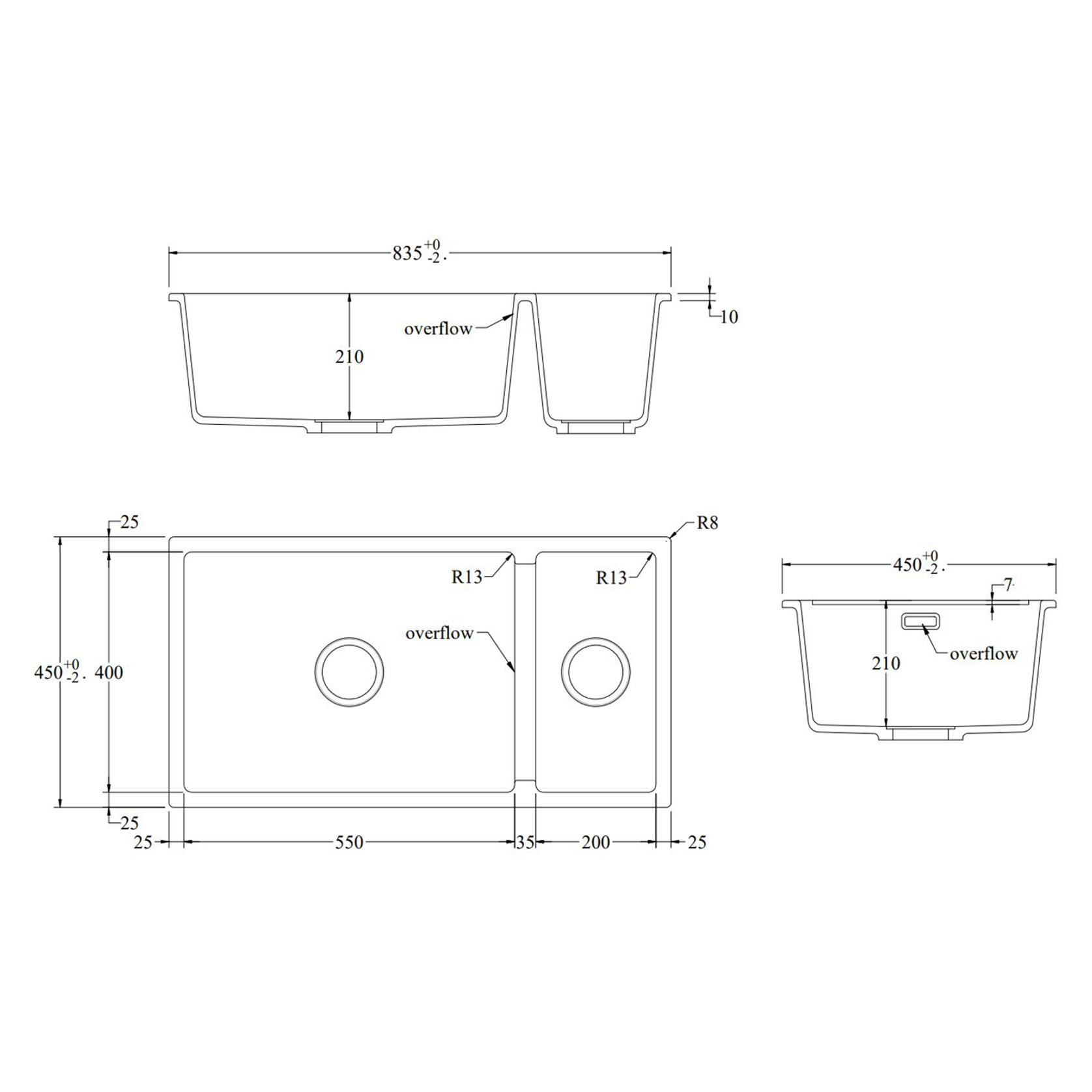 Aura Granite 500/200mm Dual Kitchen Sink Charcoal gallery detail image