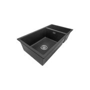 Aura Granite 500/200mm Dual Kitchen Sink Matte Black gallery detail image