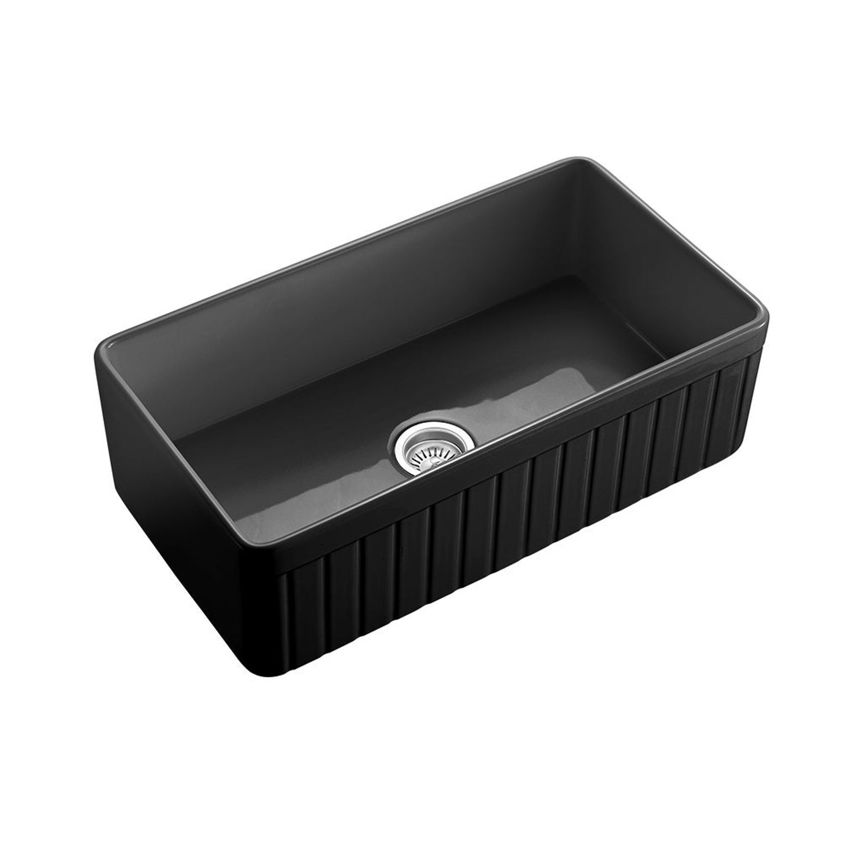 Hartley Single Farmhouse Fireclay Sink | Satin Black gallery detail image