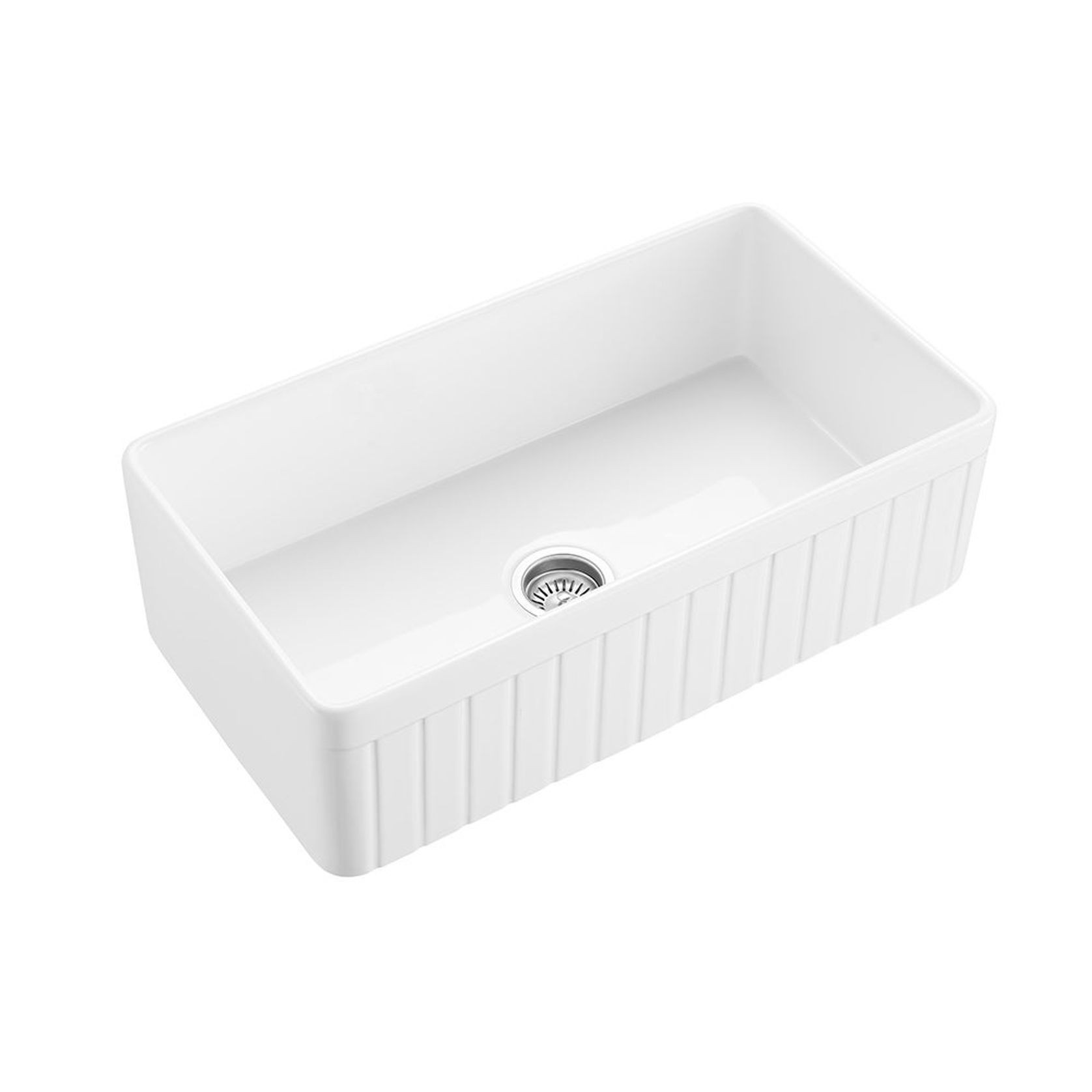 Hartley Single Farmhouse Fireclay Sink | Gloss White gallery detail image