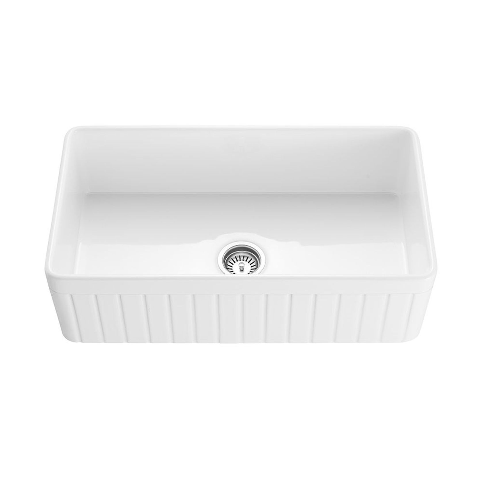 Hartley Single Farmhouse Fireclay Sink | Gloss White gallery detail image