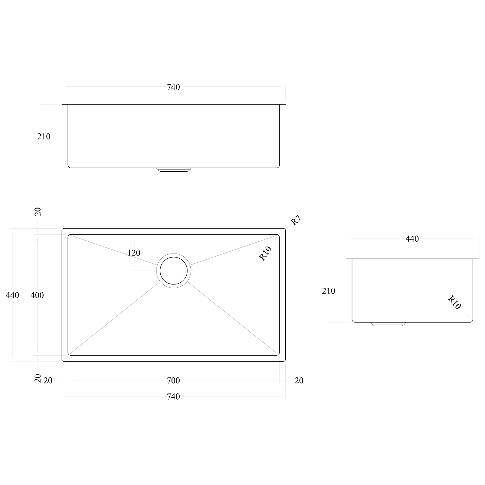 Code Aspen 700X400 Pvd 304 Stainless Steel Sinks gallery detail image