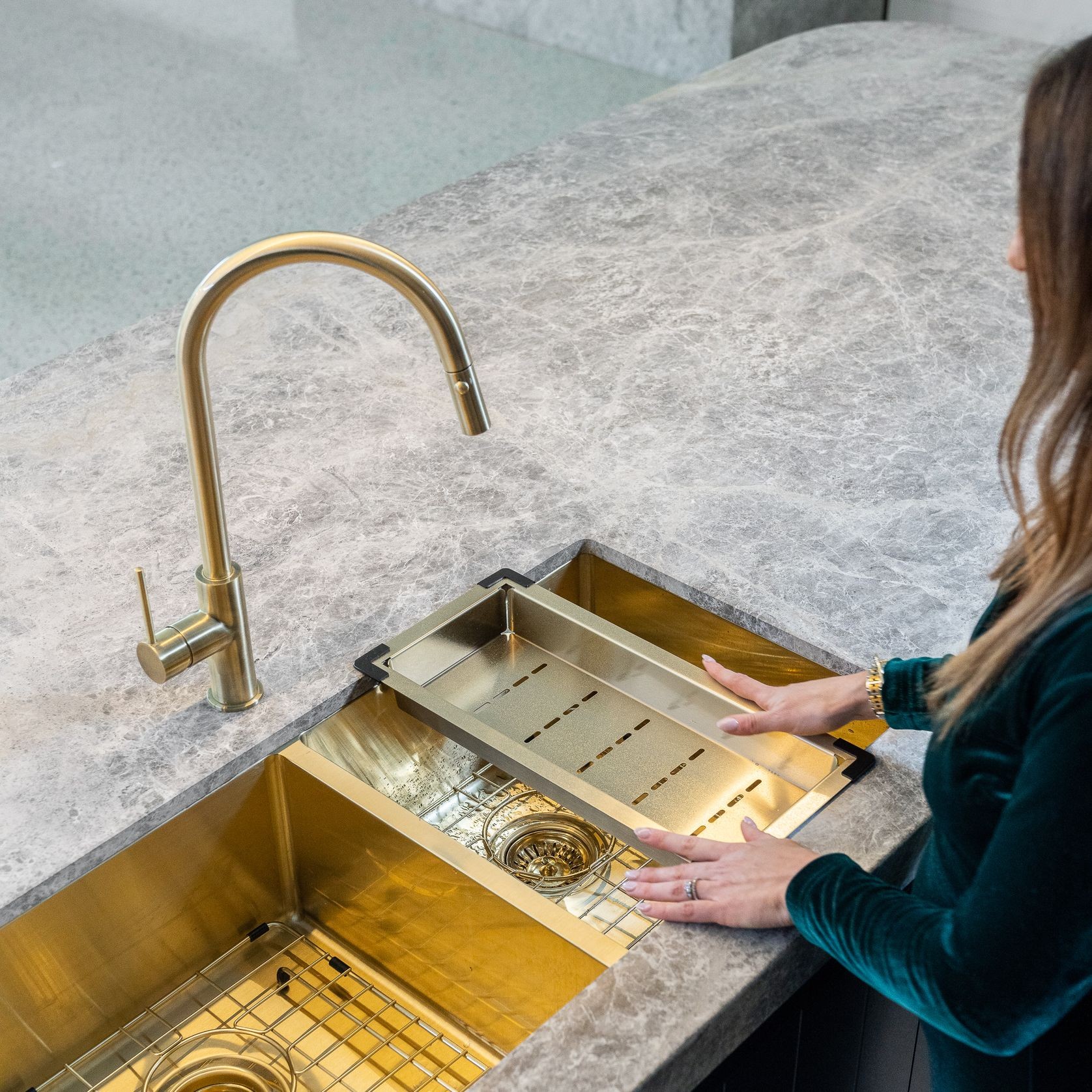 Lavello Kitchen Sink Colander by Meir - Bronze Gold gallery detail image