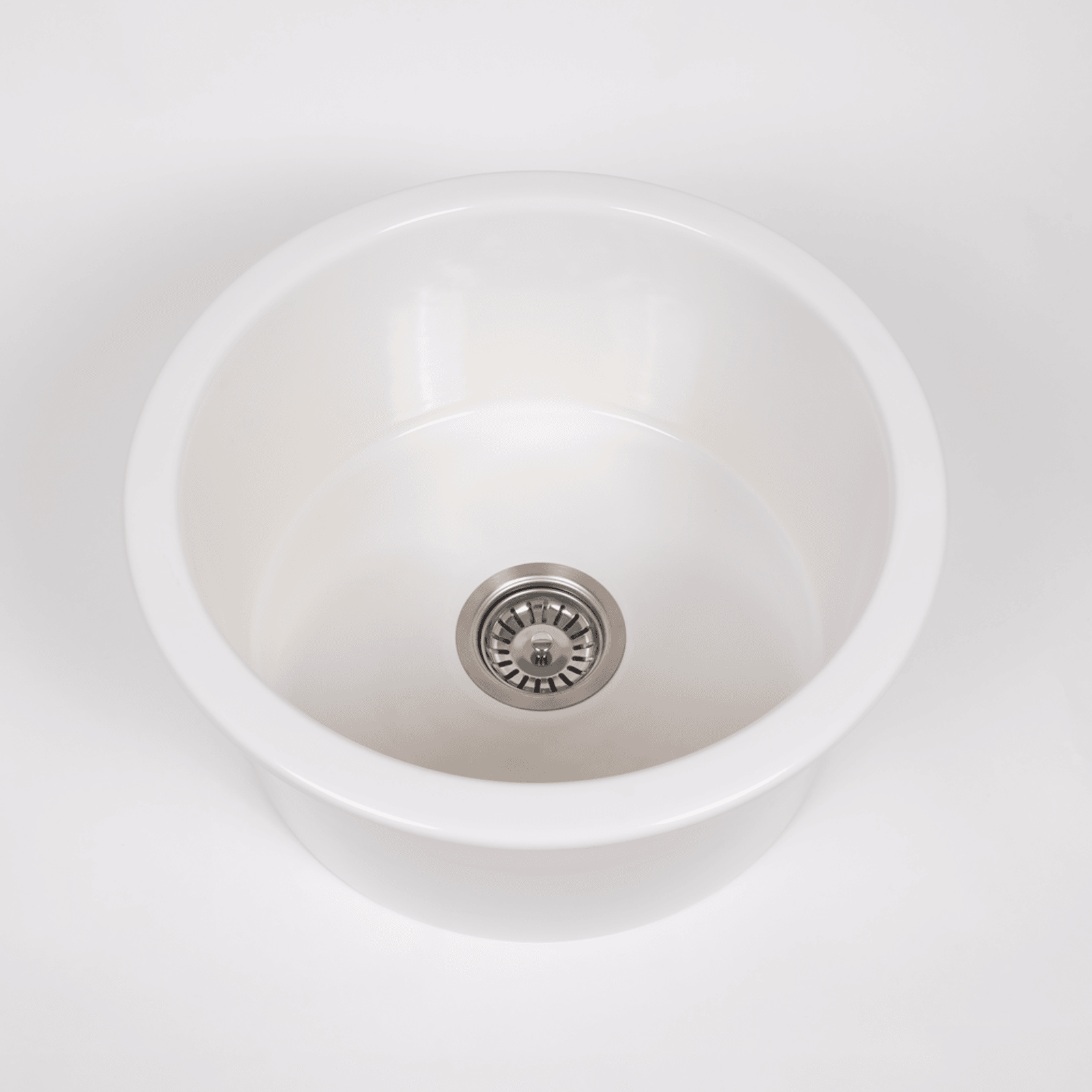 Jocasta 460x460 Gloss White Circle Fireclay Single Bowl gallery detail image