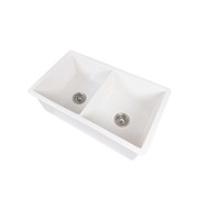 Fleur 813x483 Gloss White Fireclay Double Bowl Sink gallery detail image