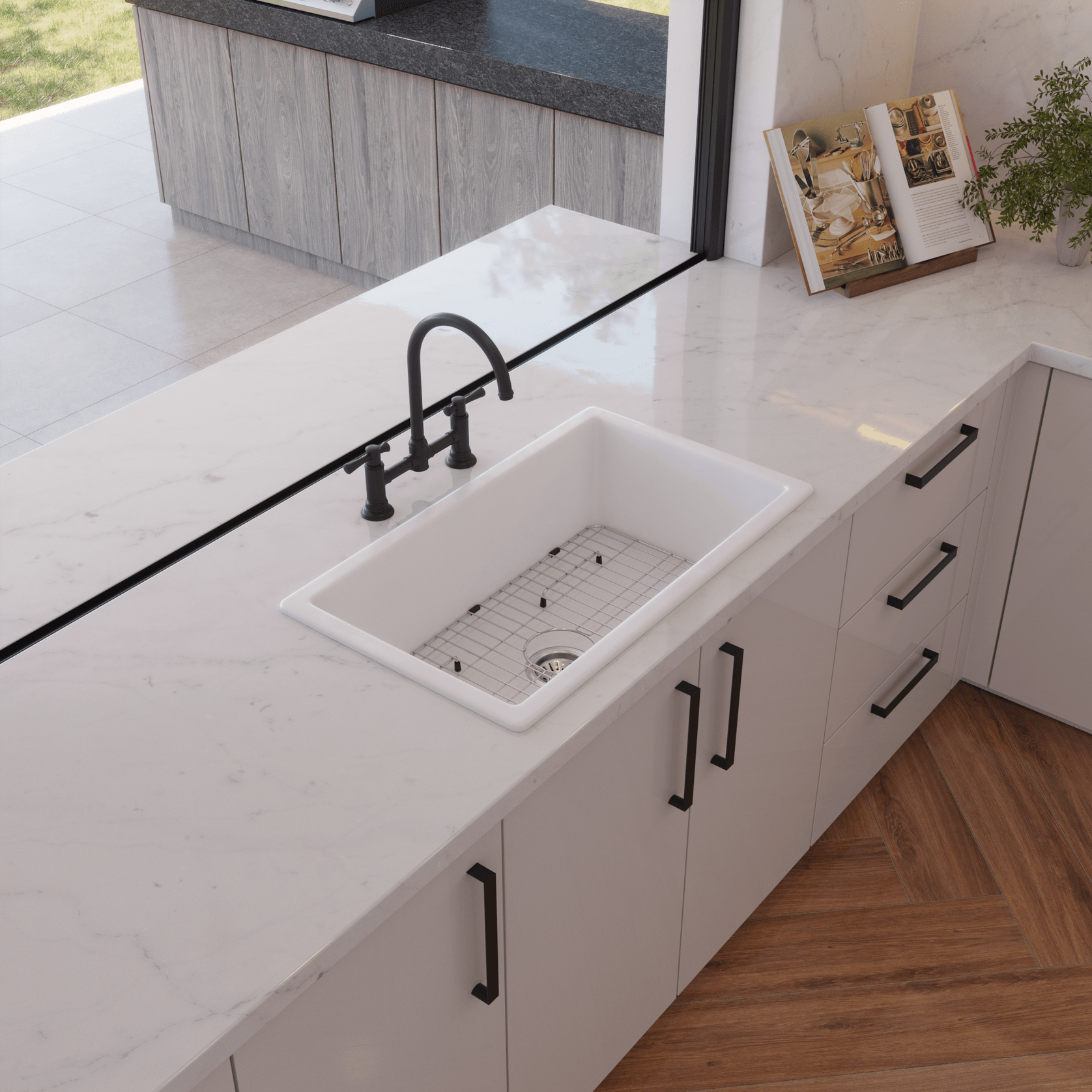 Libby 760x449 Gloss White Fireclay Single Bowl Sink gallery detail image