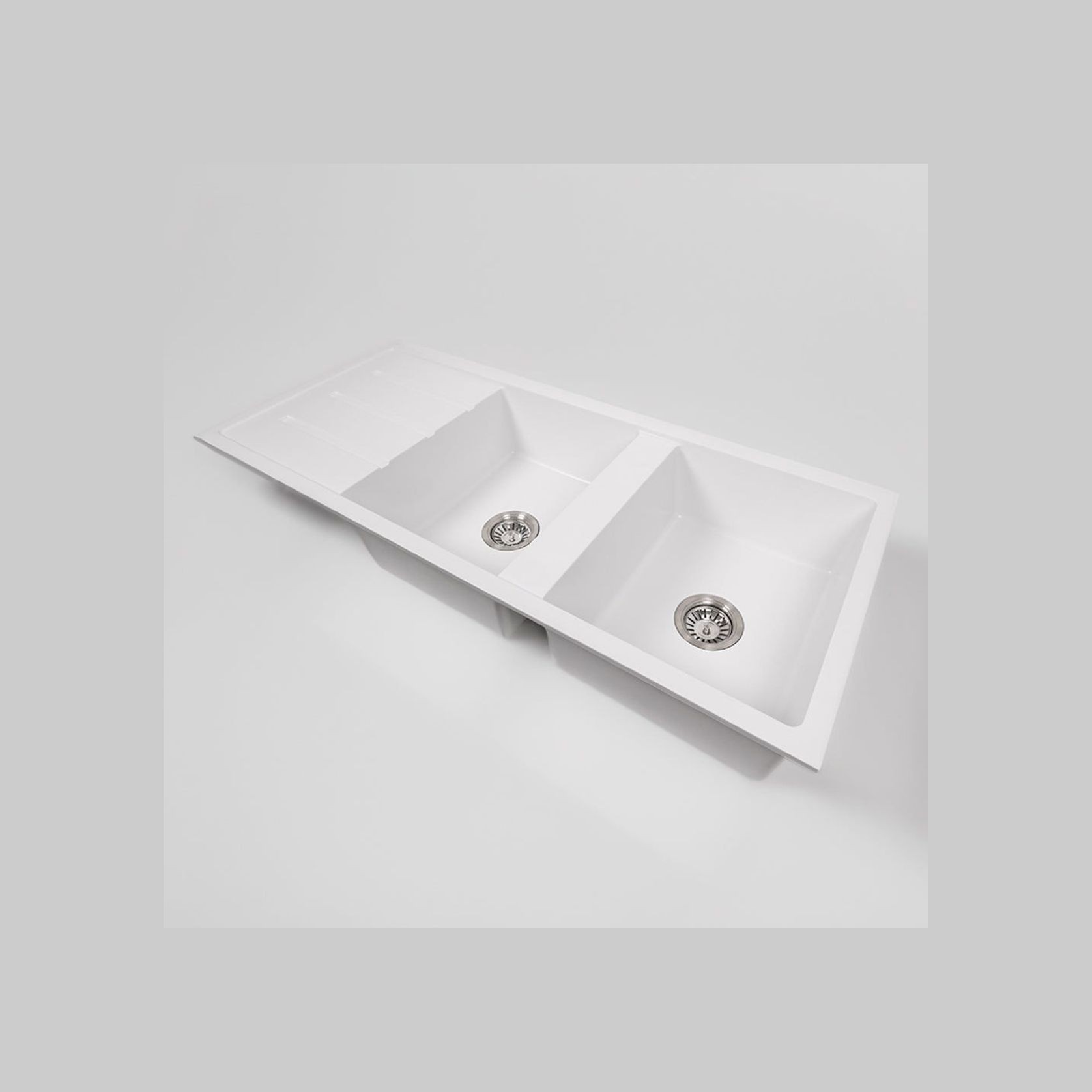 Darlene 1200x500 White Granite Drainboard Sink gallery detail image