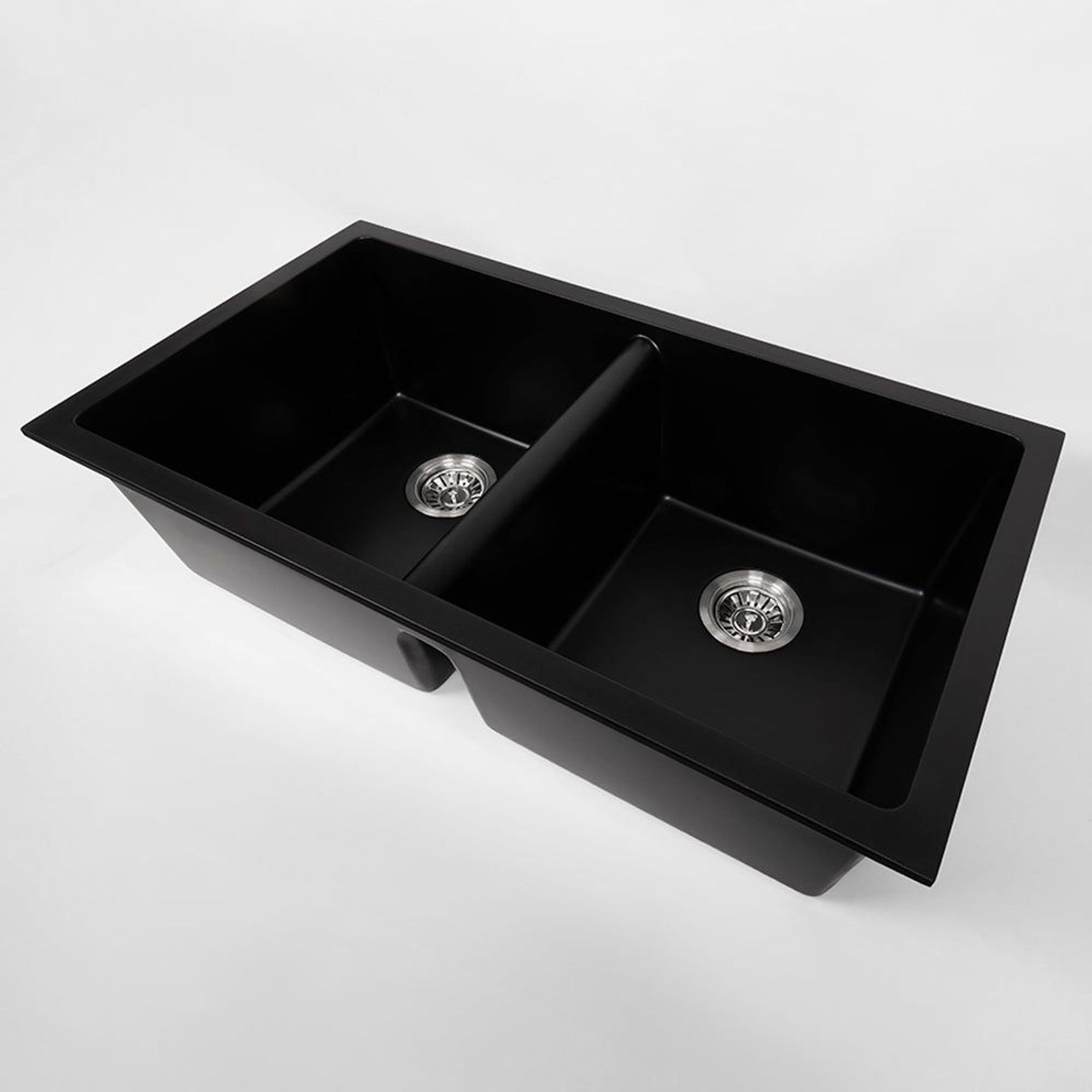 Keith 848x467 Black Granite Double Bowl Sink gallery detail image