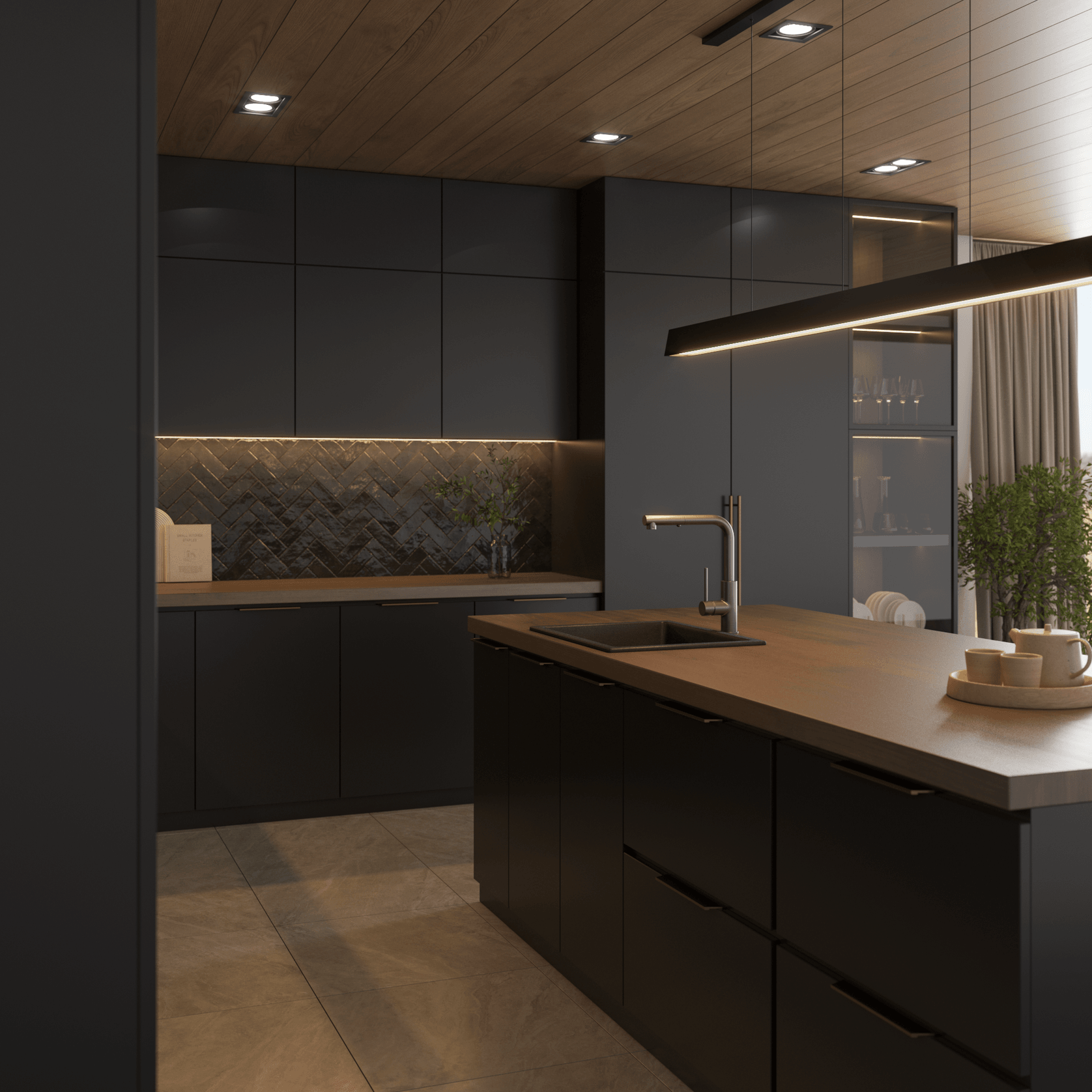 Donald 560x445 Black Granite Square Single Bowl Sink gallery detail image