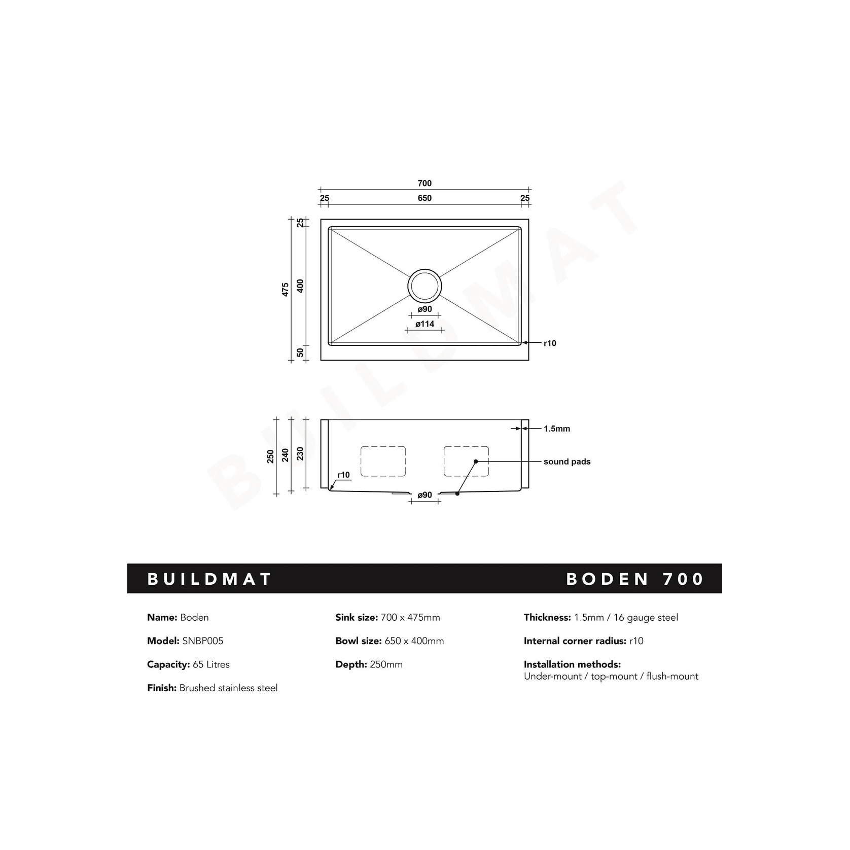 Boden Belfast Stainless Steel Farmhouse Sink gallery detail image