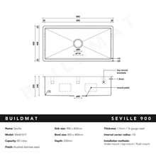 Brushed Brass Gold Seville 900x450 XXLarge Single Bowl Sink gallery detail image