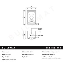 Brushed Gunmetal Jeeves 300x450 Single Bowl Butler Sink gallery detail image