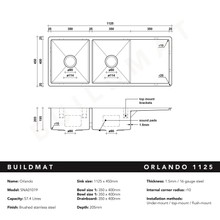 Orlando 1125x450 Double Bowl with Drain Board Sink gallery detail image
