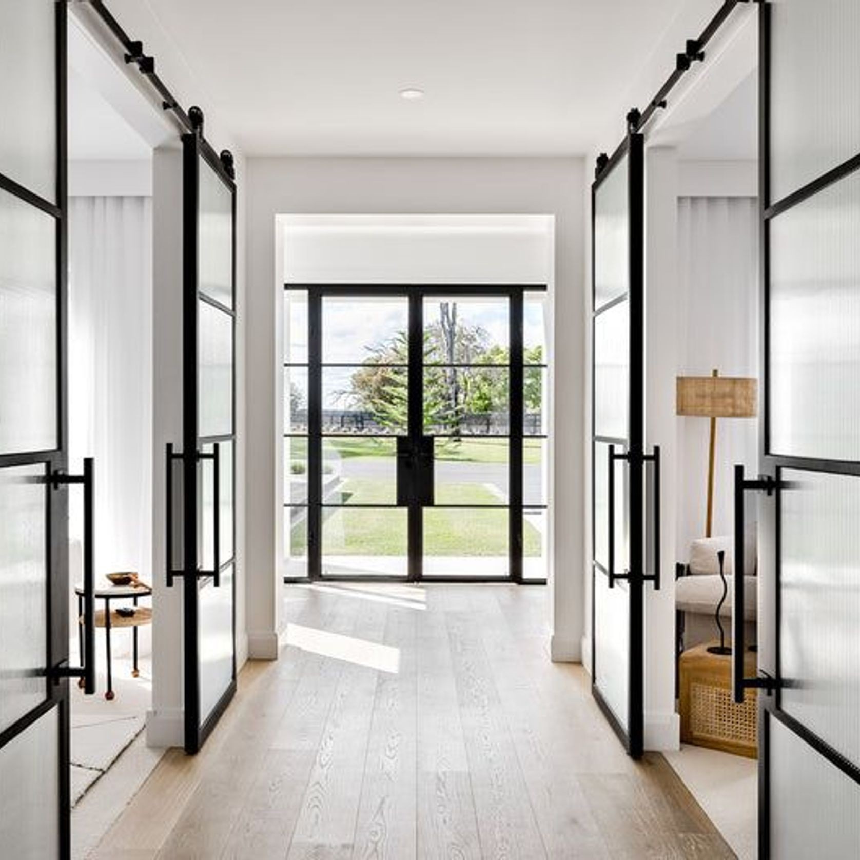 Steel Frame Glass Barn Sliding Doors - Galvanised FPS50 gallery detail image