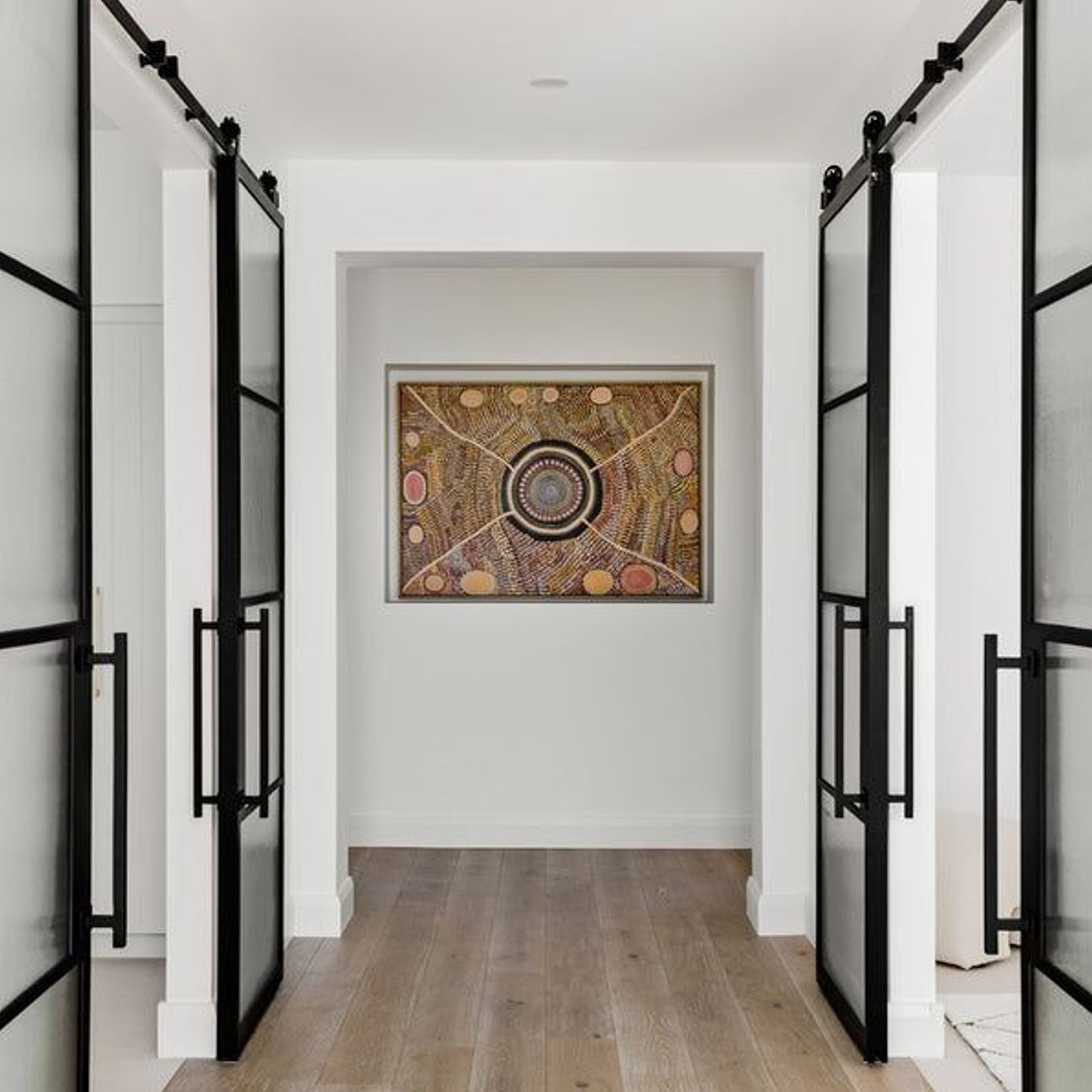 Steel Frame Glass Barn Sliding Doors - Galvanised FPS50 gallery detail image