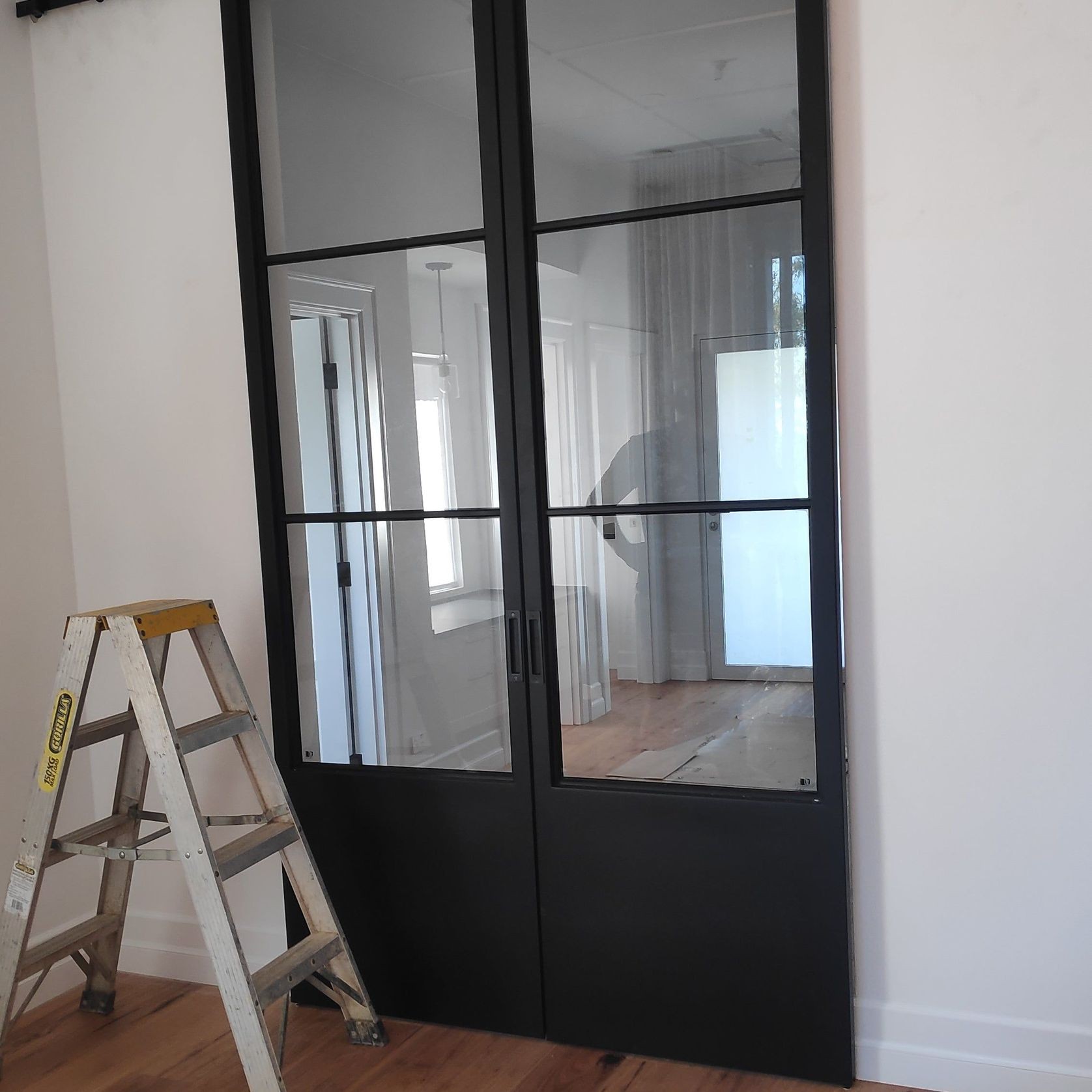 Steel Frame Glass Barn Sliding Doors - Galvanised FPS50 gallery detail image