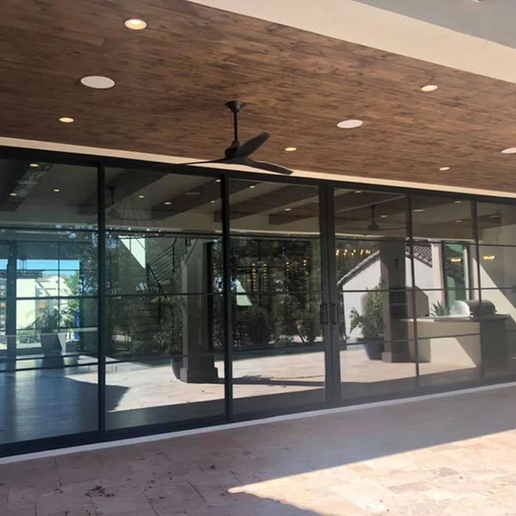 Steel Frame Glass External Sliding Doors - Galvanised P gallery detail image