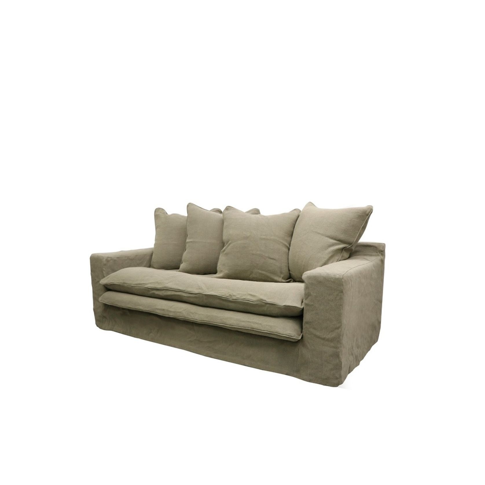 Keely Slipcover Sofa 2 Seater - Khaki gallery detail image