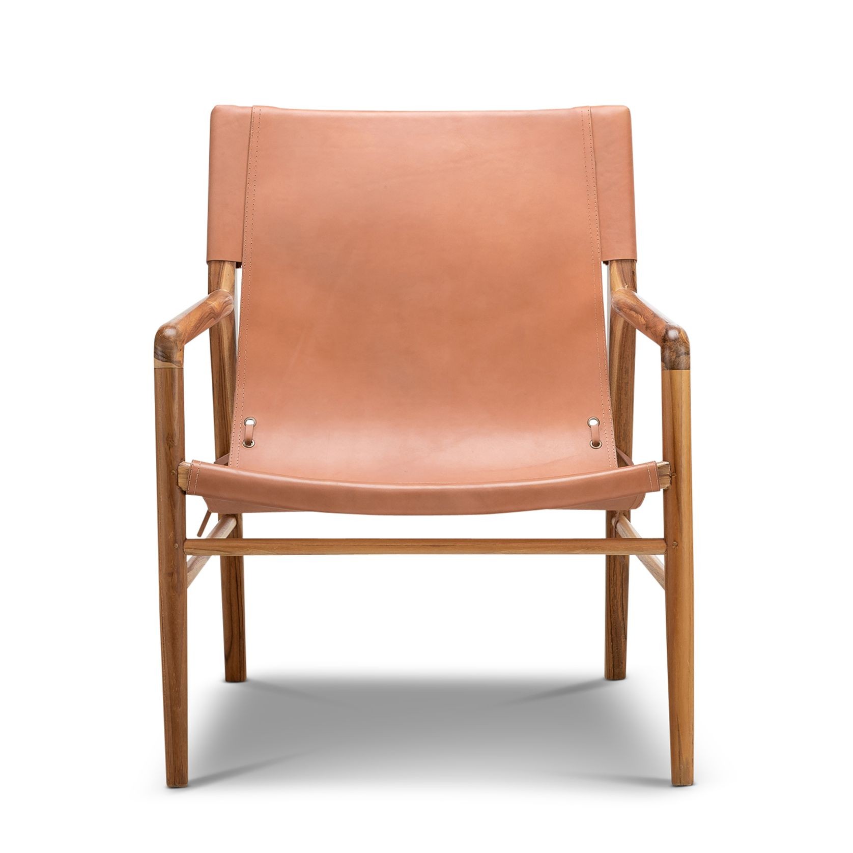 Norah Leather Sling Armchair | Teak & Natural Tan gallery detail image