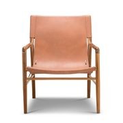Norah Leather Sling Armchair | Teak & Natural Tan gallery detail image