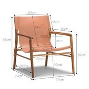 Norah Leather Sling Armchair | Teak & Natural Tan gallery detail image