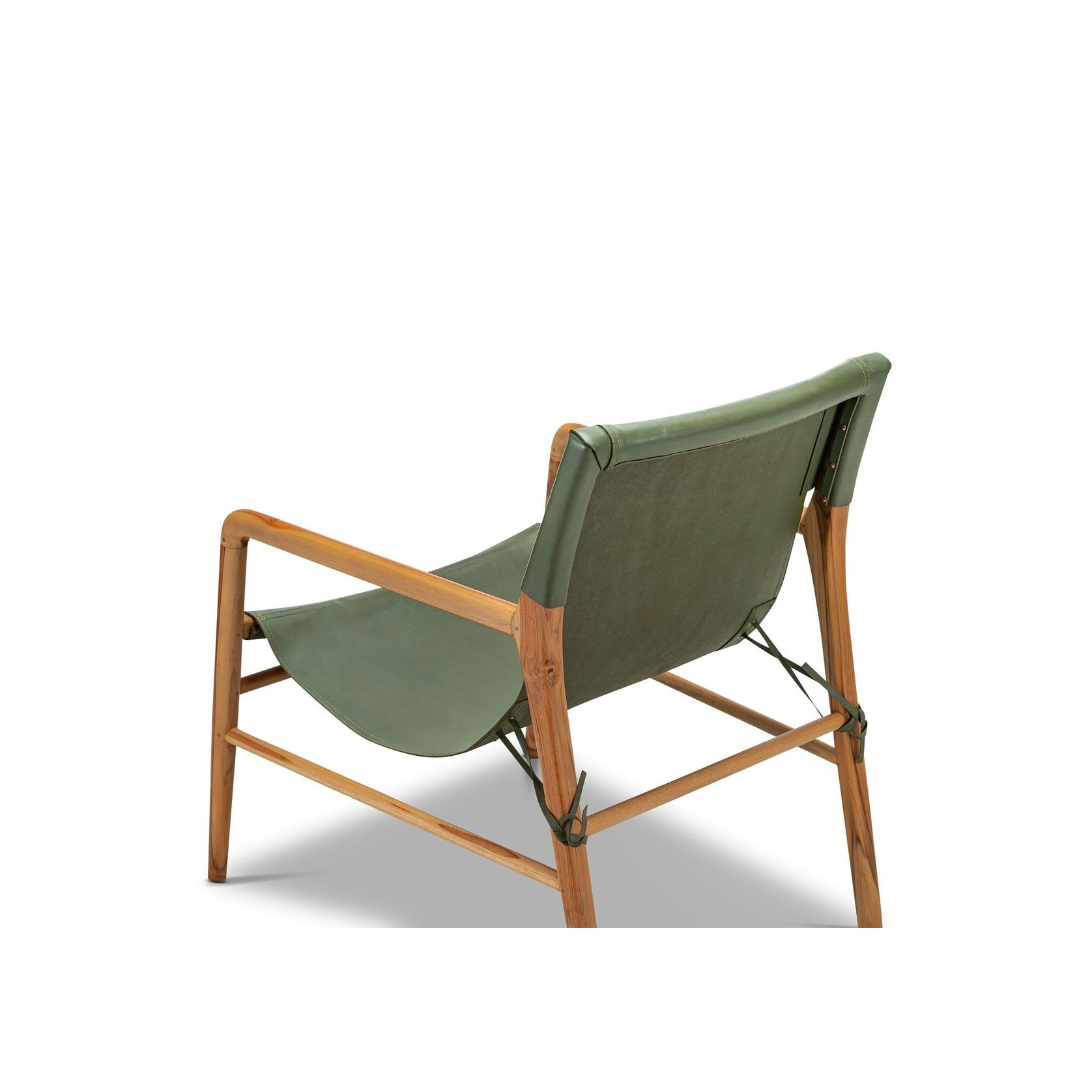 Norah Leather Sling Armchair | Teak & Olive Green gallery detail image
