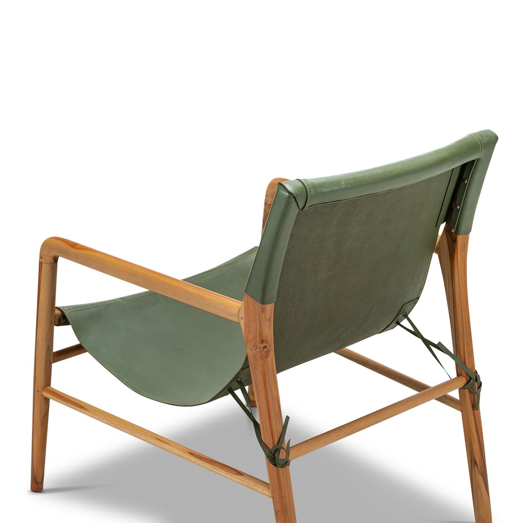 Norah Leather Sling Armchair | Teak & Olive Green gallery detail image