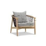 Tait Solid Ashwood Woven Rope Lounge Armchair | Natural & Grey gallery detail image