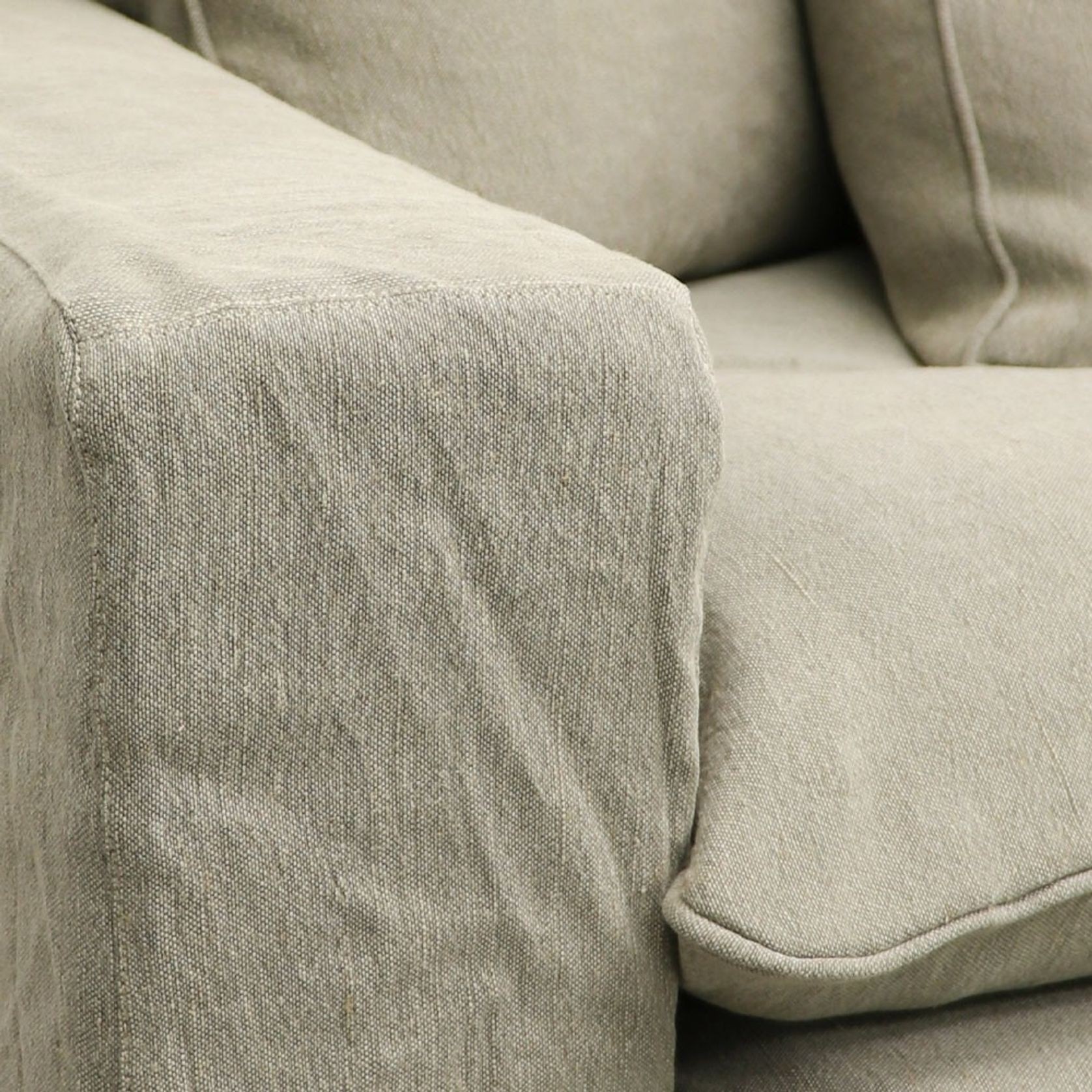 Keely Slipcover Sofa 3 Seater - Khaki gallery detail image