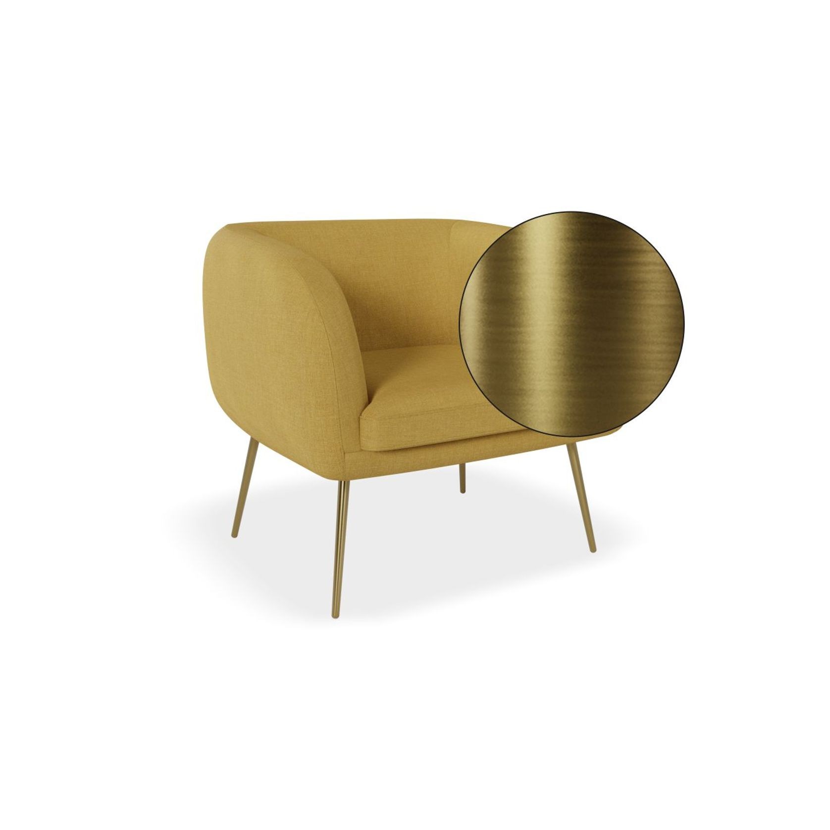 Amour Lounge Chair - Tuscan Yellow - Brushed Matt Gold Legs gallery detail image