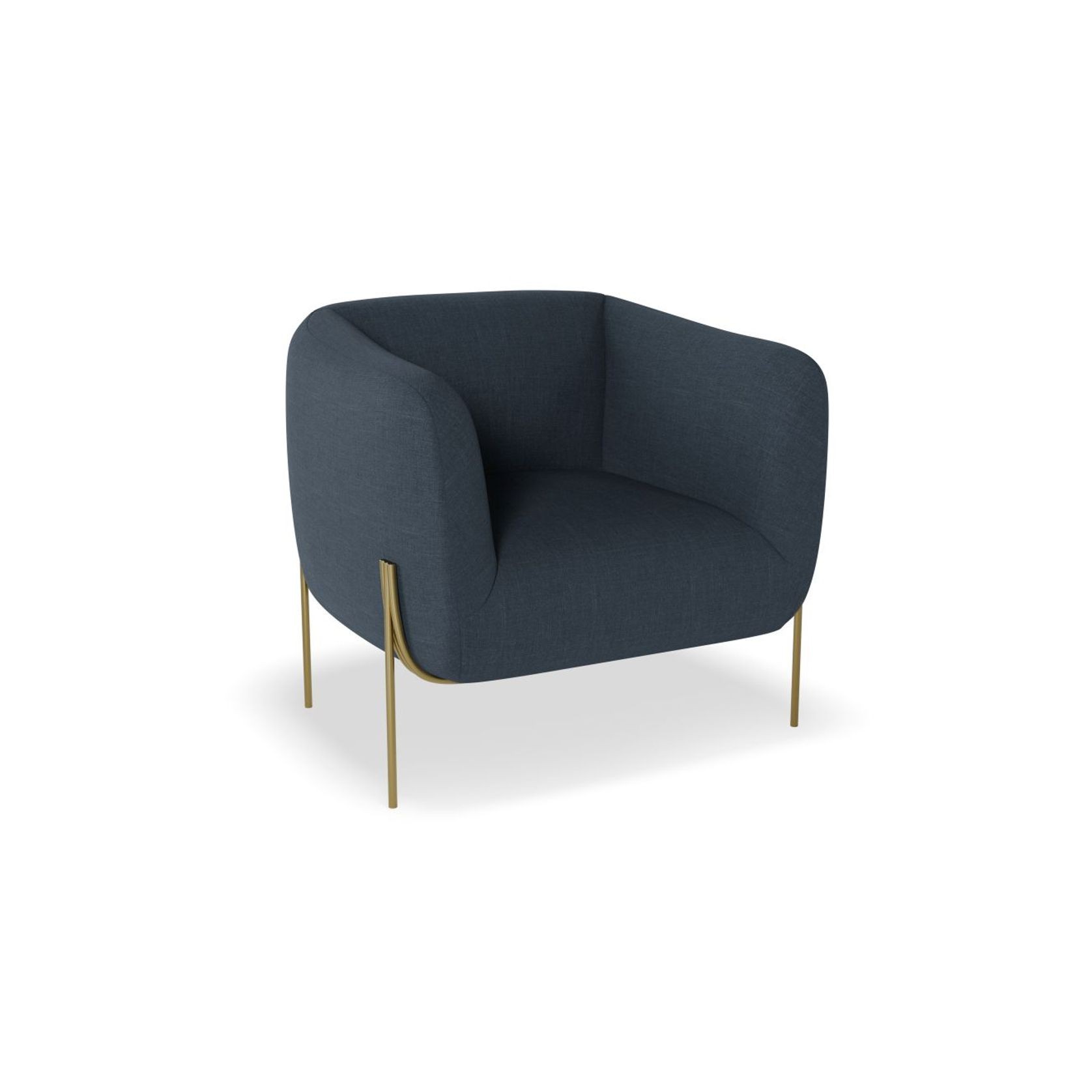 Belle Lounge Chair -Midnight Blue w Brushed Matt Bronze gallery detail image