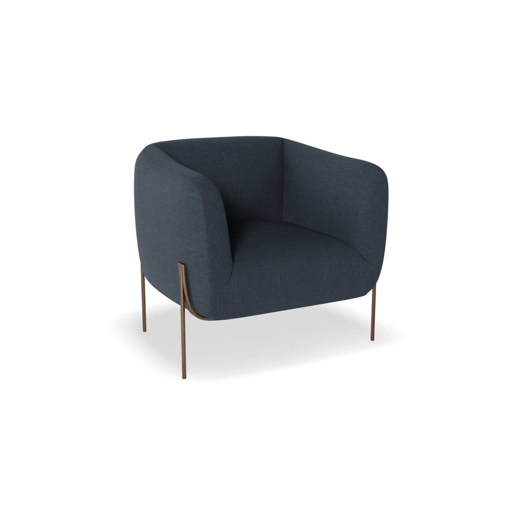 Belle Lounge Chair-Midnight Blue Brushed Matt Gold Legs gallery detail image