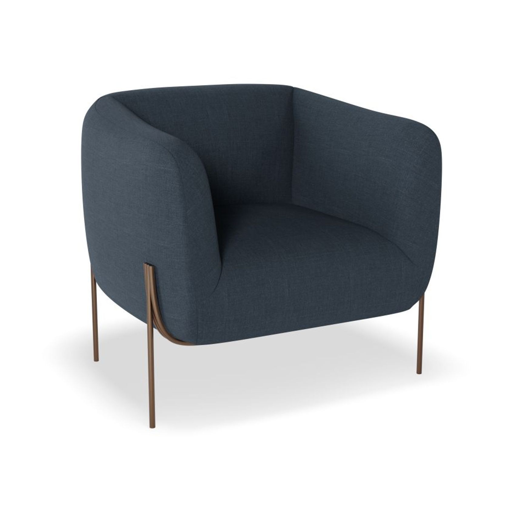 Belle Lounge Chair -Midnight Blue w Brushed Matt Bronze gallery detail image