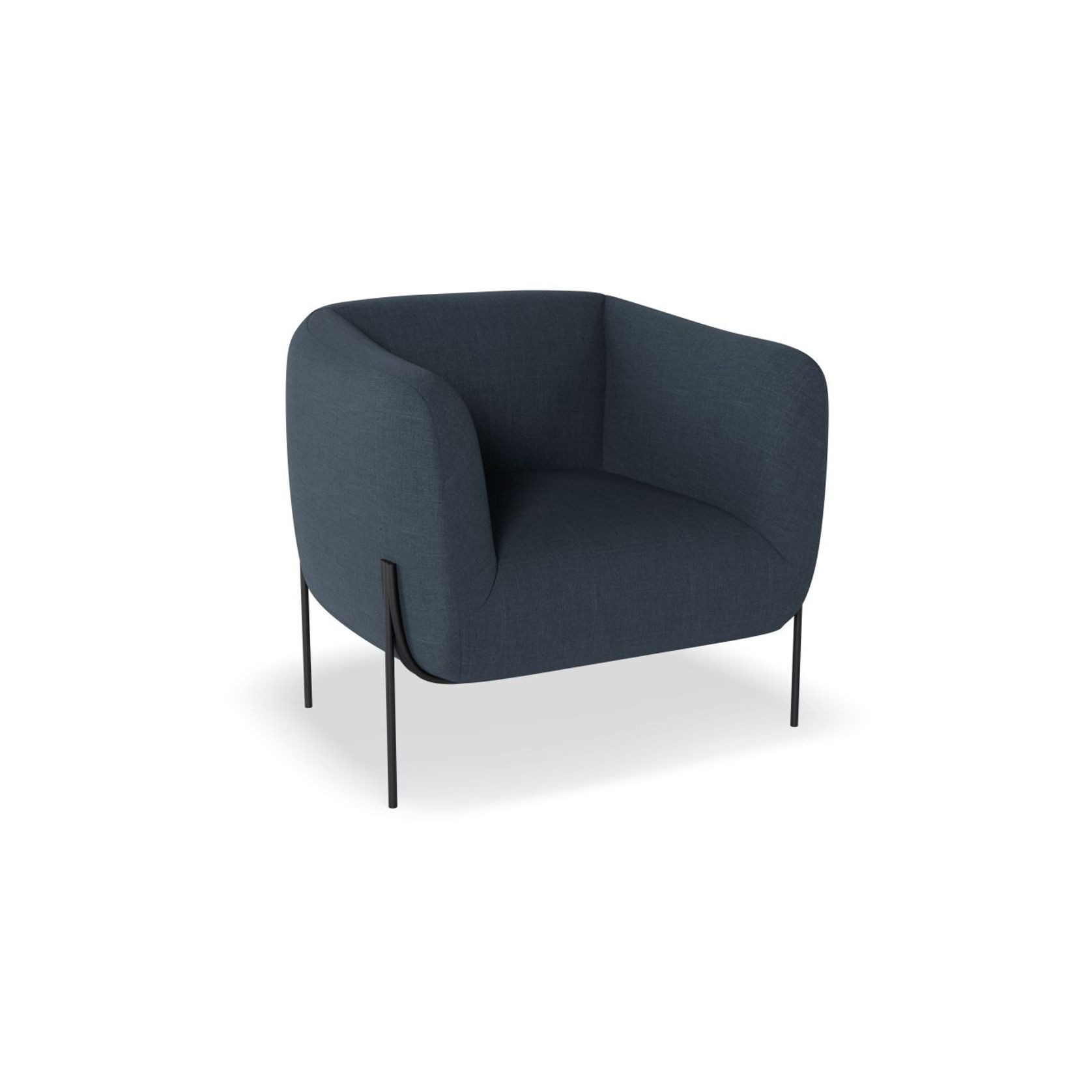 Belle Lounge Chair - Midnight Blue - Matt Black Legs gallery detail image