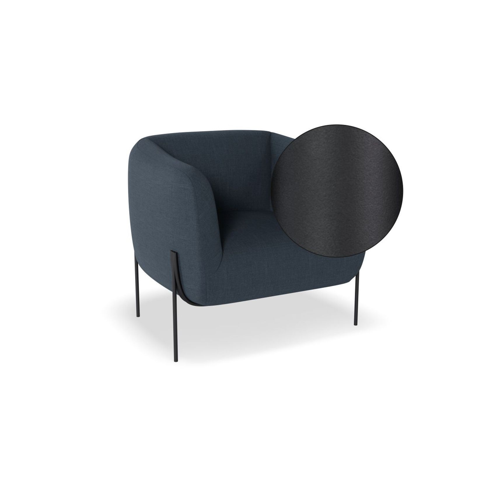 Belle Lounge Chair-Midnight Blue Brushed Matt Gold Legs gallery detail image