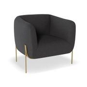Belle Lounge Chair -Storm Grey Brushed Matt Bronze Legs gallery detail image