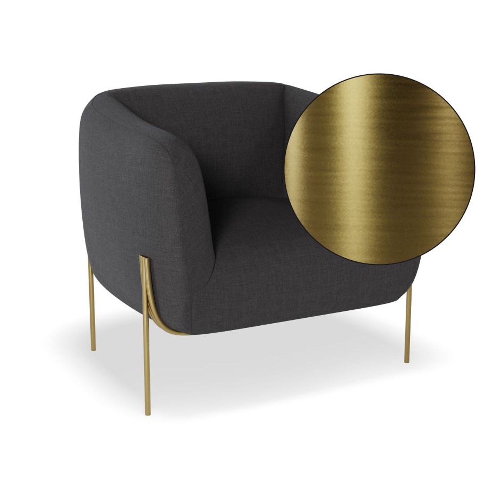Belle Lounge Chair - Storm Grey -Brushed Matt Gold Legs gallery detail image