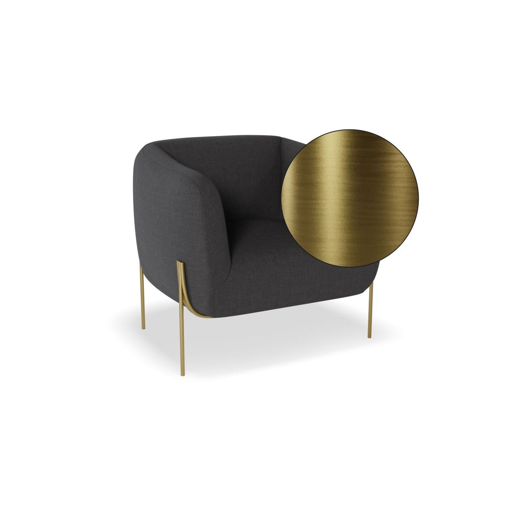 Belle Lounge Chair - Storm Grey - Matt Black Legs gallery detail image