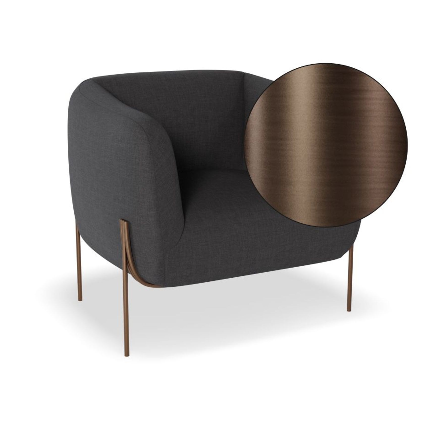 Belle Lounge Chair - Storm Grey - Matt Black Legs gallery detail image