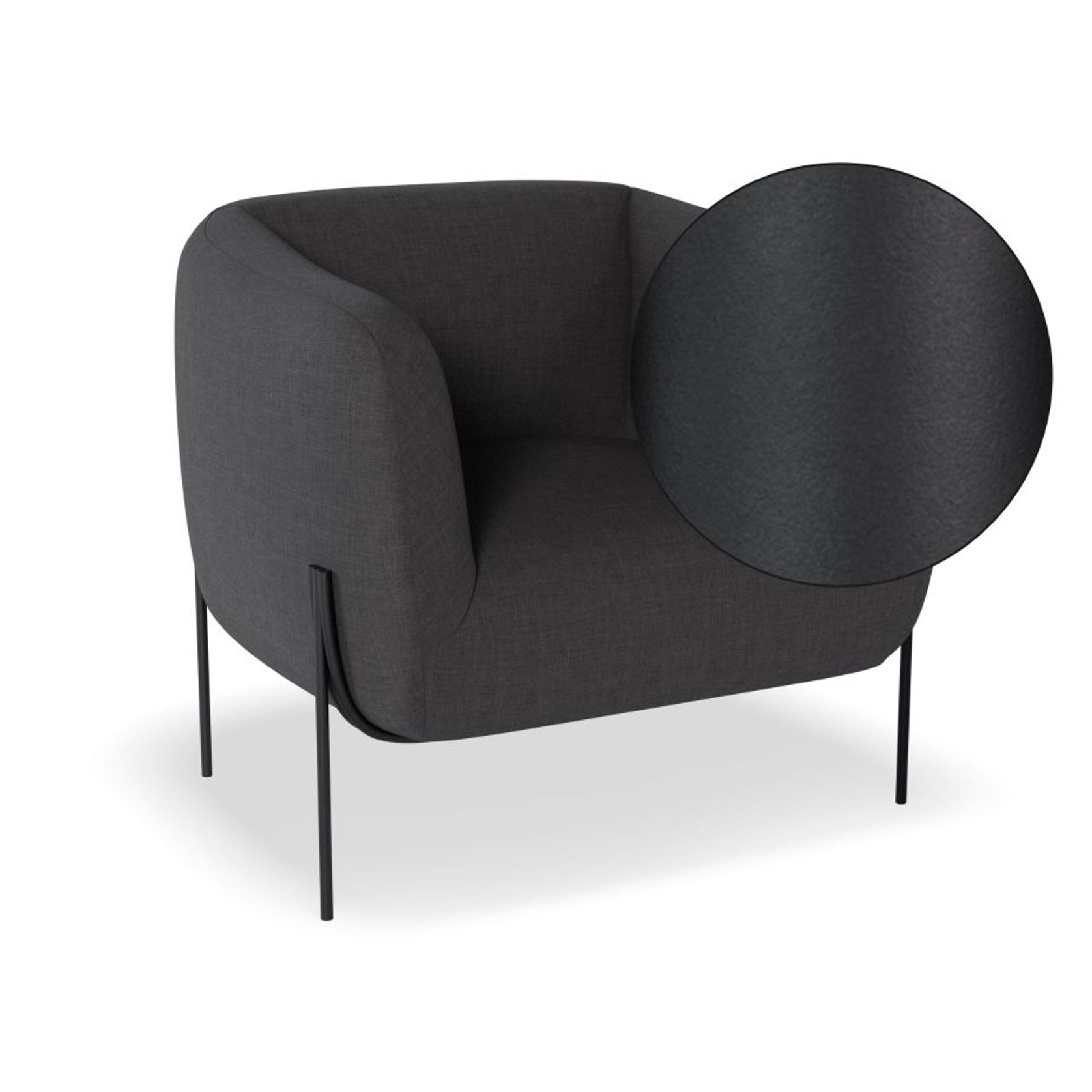 Belle Lounge Chair - Storm Grey - Matt Black Legs gallery detail image