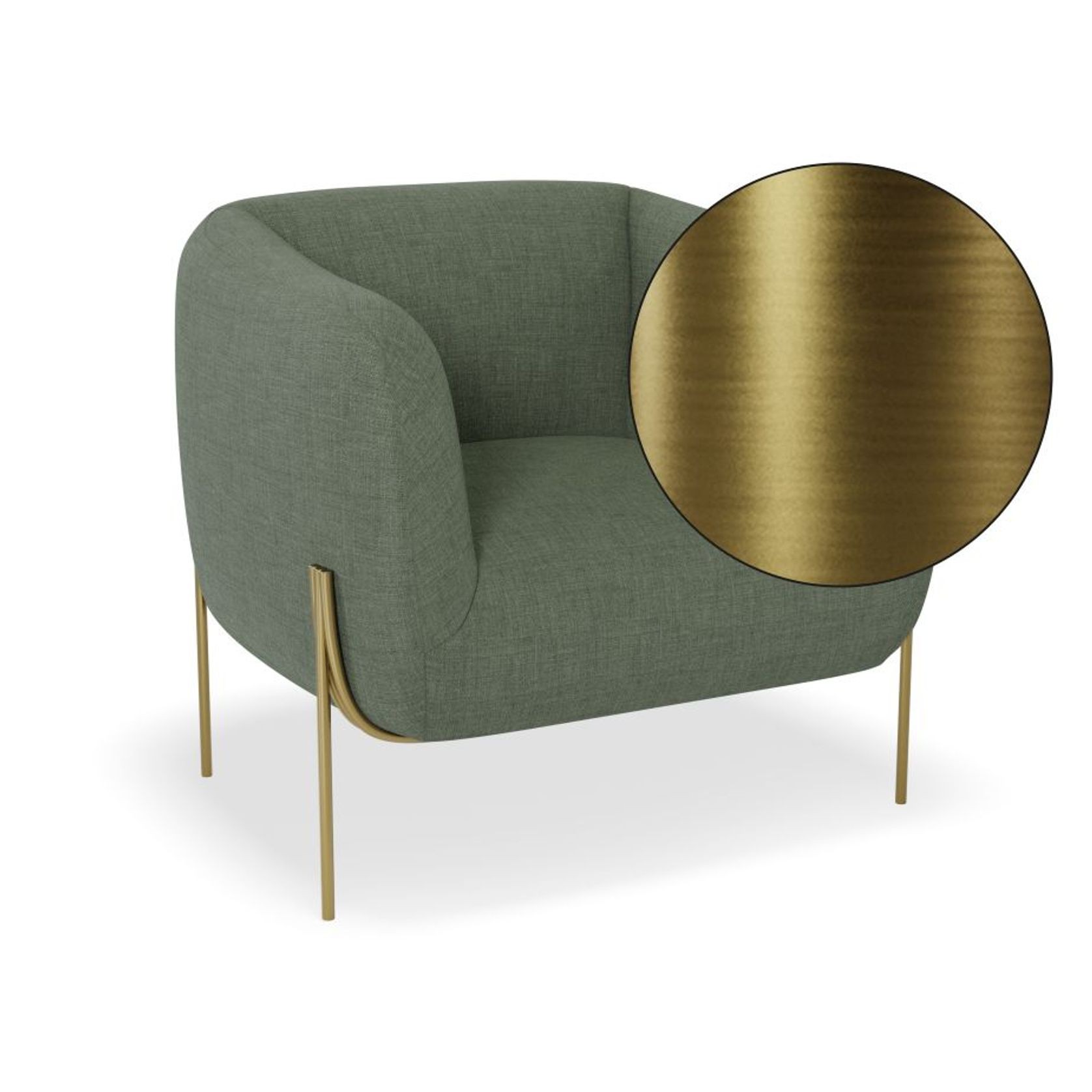 Belle Lounge Chair - Kelp Green -Brushed Matt Gold Legs gallery detail image