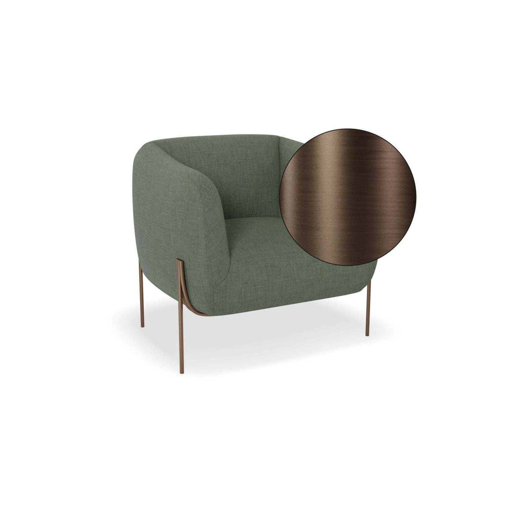 Belle Lounge Chair -Kelp Green-Brushed Matt Bronze Legs gallery detail image