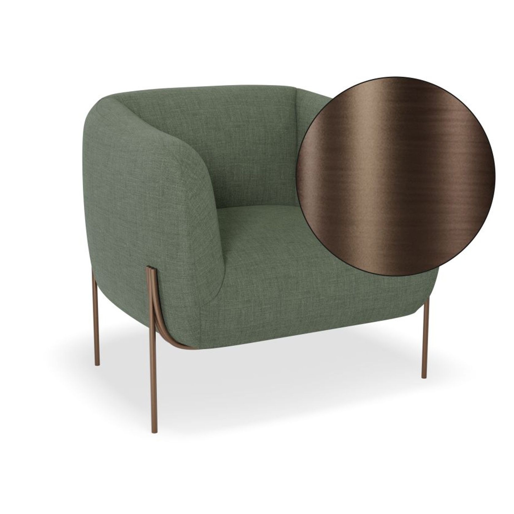 Belle Lounge Chair -Kelp Green-Brushed Matt Bronze Legs gallery detail image