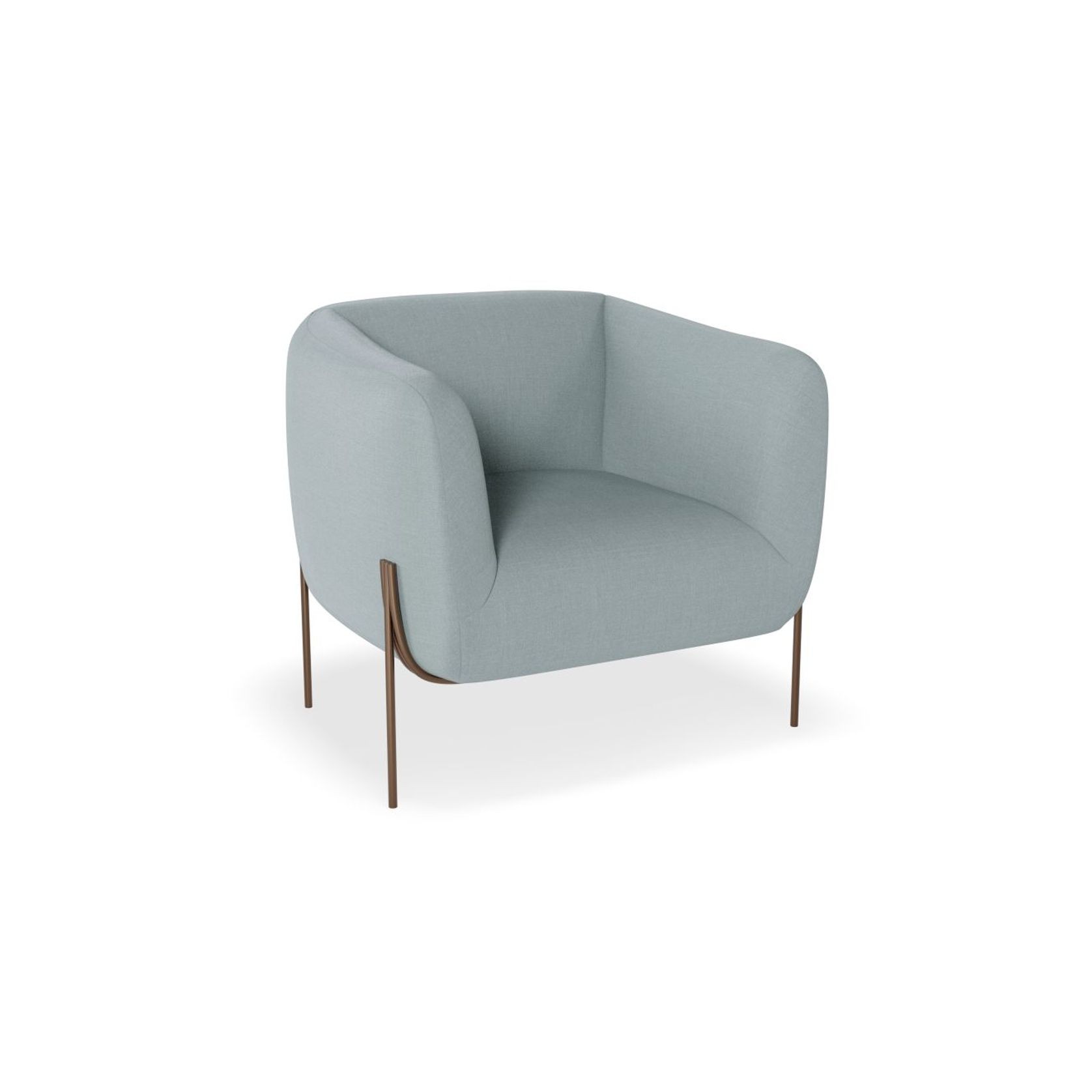 Belle Lounge Chair - Sky Blue - Brushed Matt Gold Legs gallery detail image
