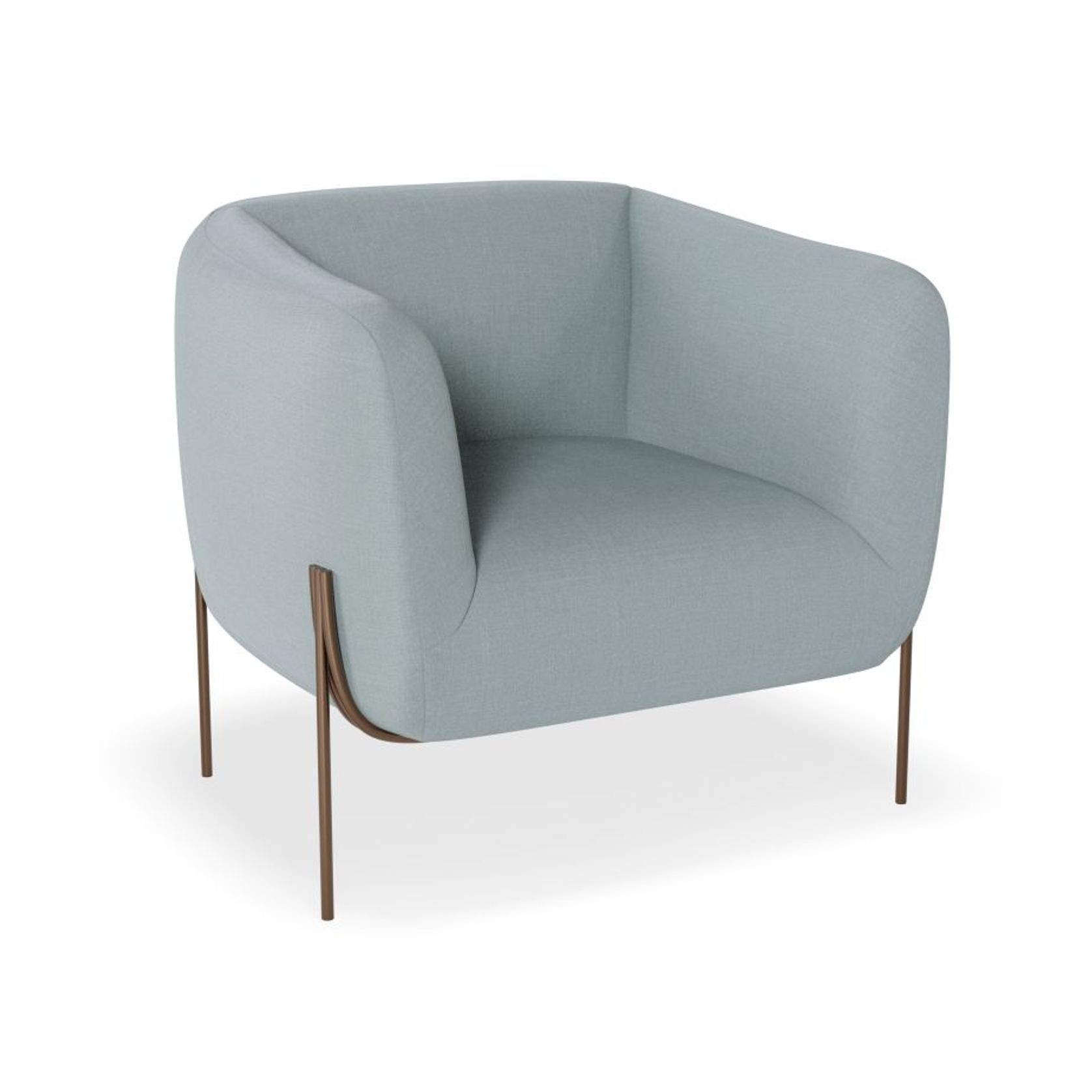 Belle Lounge Chair - Sky Blue - Brushed Matt Gold Legs gallery detail image