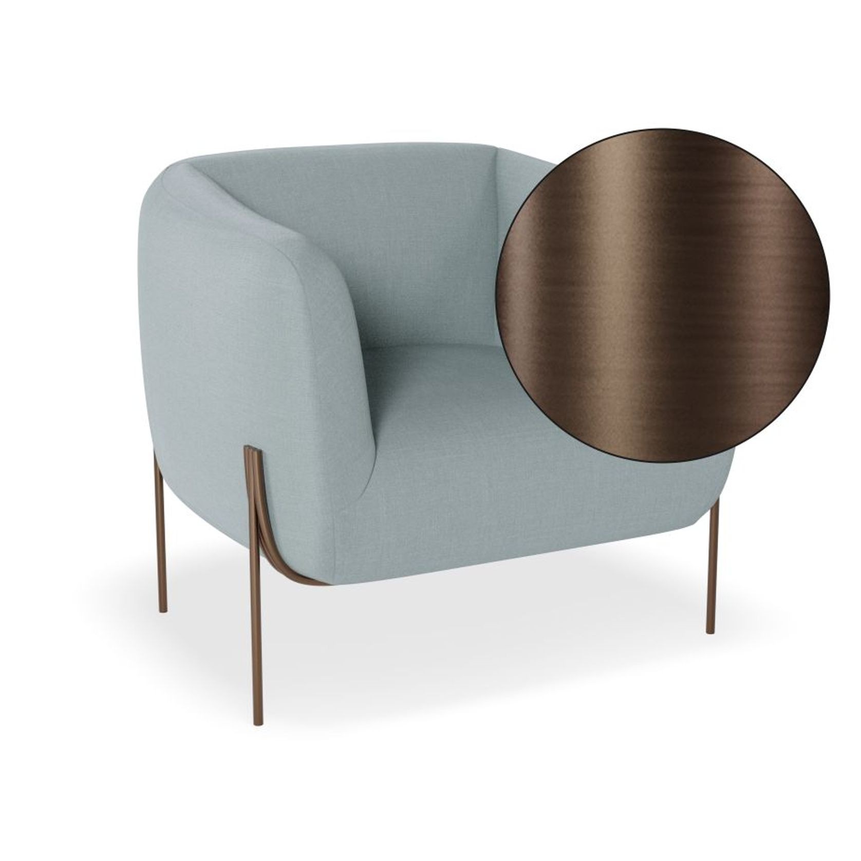 Belle Lounge Chair - Sky Blue - Brushed Matt Gold Legs gallery detail image